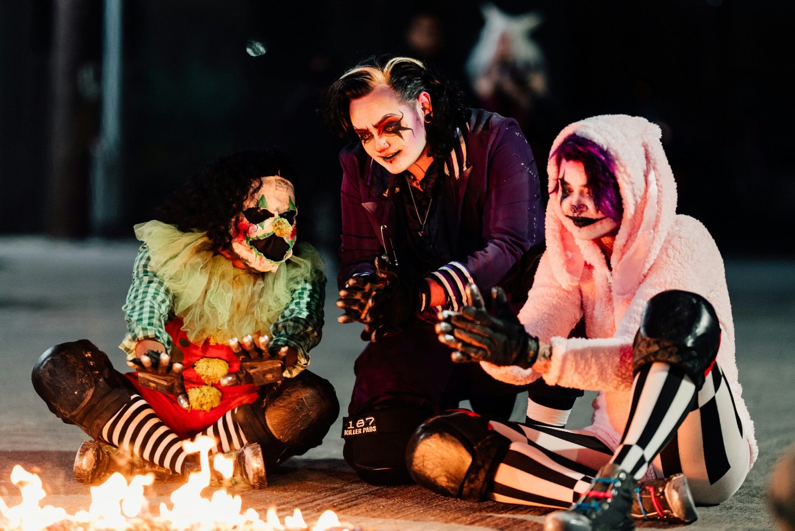 Family enjoying Halloween night together