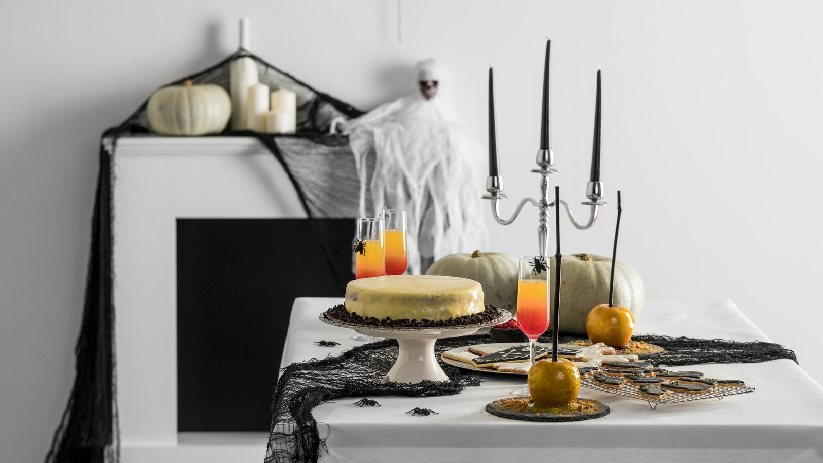 Stylish modern Halloween home decor arrangement